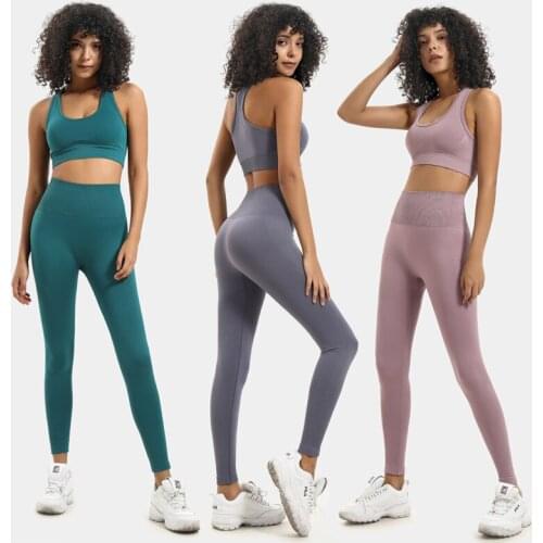 Simple and superior!12 colors women yoga set Womens Sportswear sports bra with sameless leggings dropshiping