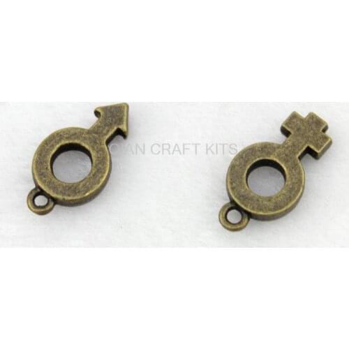 150pcs male and femal gender sign mix 22*12mm antique bronze zinc alloy DIY jewelry accessories handicraft charm pendants