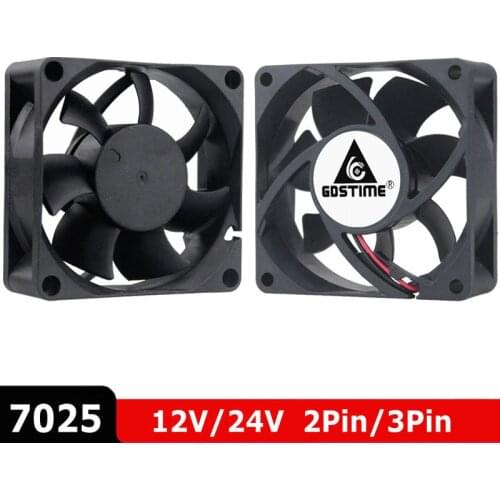 2Pcs/Lot Gdstime 70MM 7CM 7025 DC 12V 24V 2Pin 3 Pin Computer CPU Cooler Cooling Fan 70x70x25mm
