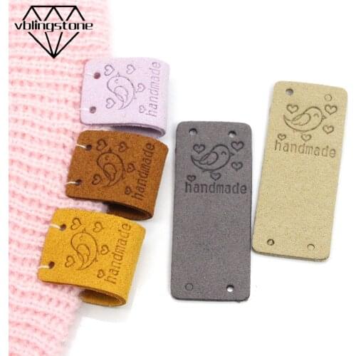 20Pcs Brid Hang Tags For Handmade Label For Clothing Kawaii Animal Leather Label Tags For Hats Knitted Decor Sewing Accessories