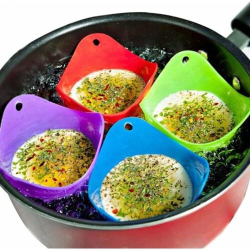 4Pcs/set Cute Egg Boiler Plastic Egg Poacher Set Kitchen Egg Cooker Tools Egg Mold