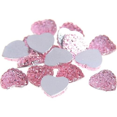 40pcs 12mm Heart Shape Many Colors Resin Rhinestones Flatback Diamonds Craft Glue On DIY Scrapbooking Clothes Bag Shoes Supplies