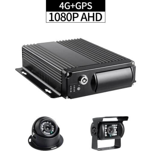 4CH 1080P SD Card Mobile Truck DVR Kit 4G LTE GPS Positioning with 2.0MP Front/Rear View Waterproof CCTV Car Camera for Taxi Bus