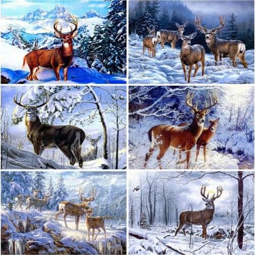 EverShine Diamond Embroidery Full Drill Square Deer 5D Diamond Painting Animal Mosaic Picture Of Rhinestones Winter Home Decor