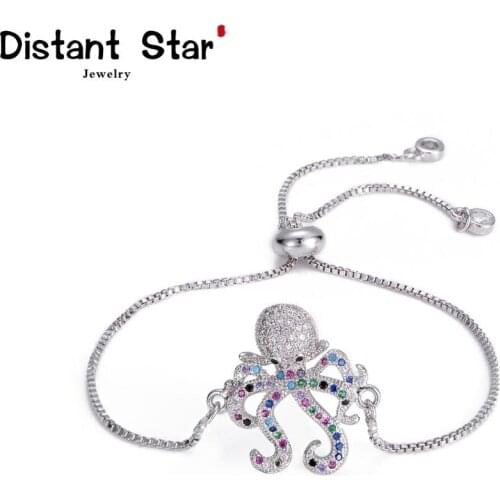 2020 Fashion octopus Multicolored zircon brass charm bracelet bangles femme Toggle-clasps jewelry accessories snake chain gift
