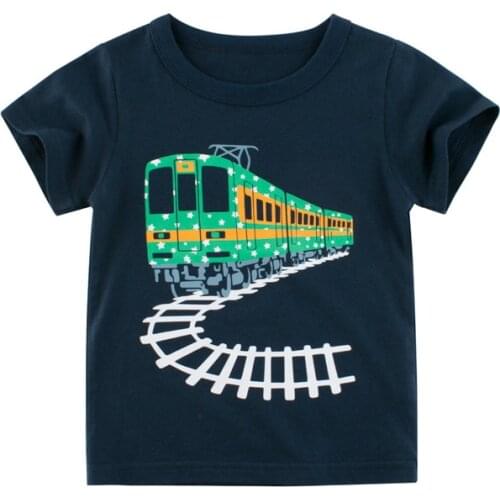 2-9years Children Summer T-shirts Kids Clothes Boys Short Sleeve Tops Baby Cartoon train Tees Kid Cotton T Shirt Outfit