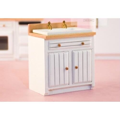 G08-X010 children baby gift Toy 1:12 Dollhouse mini Furniture Miniature rement wooden white kitchen washing sink 1pcs