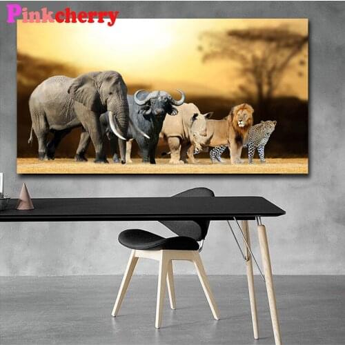 Lion Elephant Leopard Buffalo Rhinoceros diy diamond painting full square round diamond embroidery diamond mosaic cross stitch