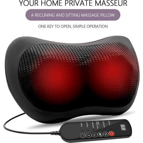 Massage Pillow 12 Heads Acupressure Back Lumbar Cervical Massager Car Electric Acupressure Massager Back Massage Remote Control