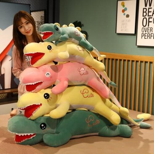 Cute creative cartoon anime lying dinosaur plush toy pillow doll room car decoration pendant baby pet gift