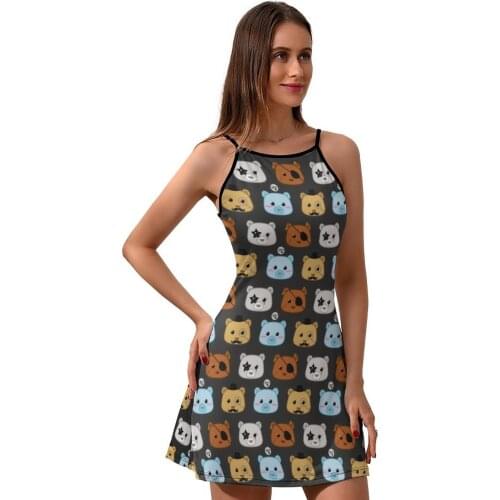Teddy Dress Suspender Sale Party Dresses Ladies Printed Spandex Vintage One-Piece Dress