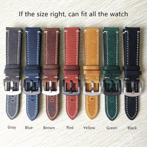 Handmade Retro Soft Genuine Leather Universal WatchBand Strap ReplaceFor Longines Citizen Panerai CASIO Omega Bracelet Wristband