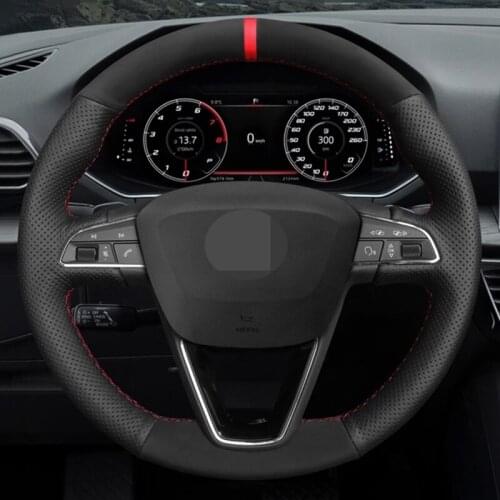 Hand-stitched Soft Black Suede Car Steering Wheel Covers For Seat Leon 5F Mk3 2013-2020 Ibiza 6J Tarraco Arona Ateca Alhambra