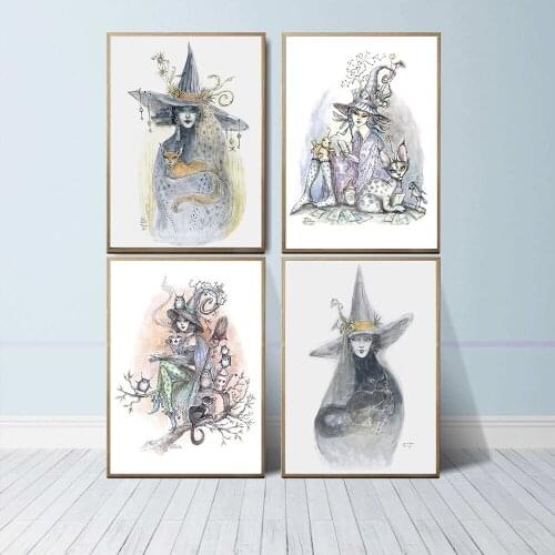Nordic Modern Canvas Painting Witches Magic Wall Art Posters And Prints Pictures Minimalistic Style Interior Room Home Decor