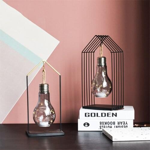 Modern INS Wrought Iron Bulb Night Light Decoration Bedroom Bedside Table Lamp Cafe Restaurant Desktop Decoration Furnishings