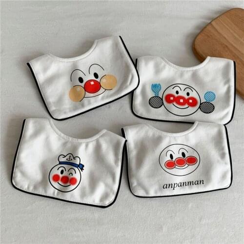 Korean Version Of Cartoon Baby Bib Anpanman For Babies And Toddlers Waterproof Bib Eating Bib Square 0-1-3 Years Old