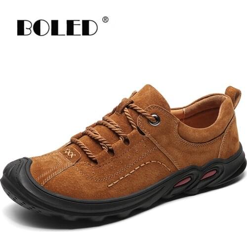 Spring Comfort Men Casual Shoes Plus Size Suede Leather Men Shoes Lace Up Quality Outdoor Walking Shoes Sapato Masculino