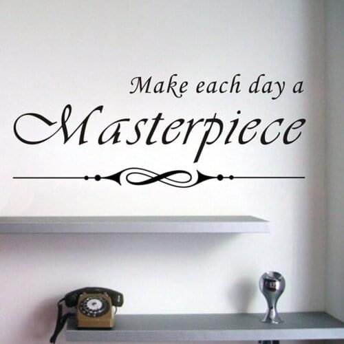 34"x13" inspirational stickers make each day a masterpiece inspirational wall decals quote stickers free shipping q0112