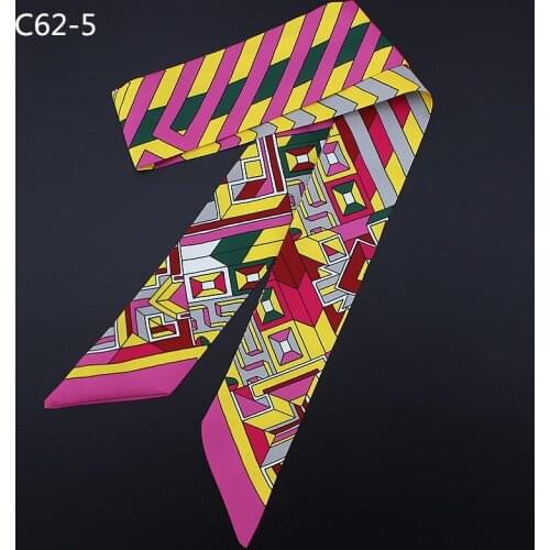 Twill Silk Scarf Women Striped Print Long Skinny Tie Neck Ribbon Choker Luxury Brand Ladies Summer Kerchief Small Head Scarves