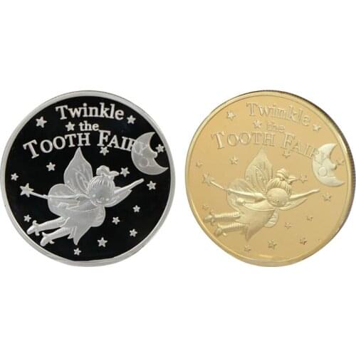 Gold Silver Plated Twinkle Tooth Fairy Coin Collection Souvenir Challenge Art