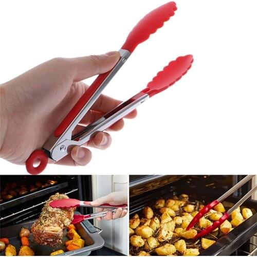 1Pc Heat-Resistant Food Tong Creative Non-Slip Nylon Bread Tong Serving Salad Steak Tong Kitchen Tools BBQ Tools Accessories