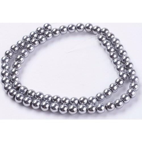 10 Strands 6mm Magnetic Synthetic Hematite Silver Color Plated Round Beads Strands Jewelry Making hole :1mm about 68pcs/strand