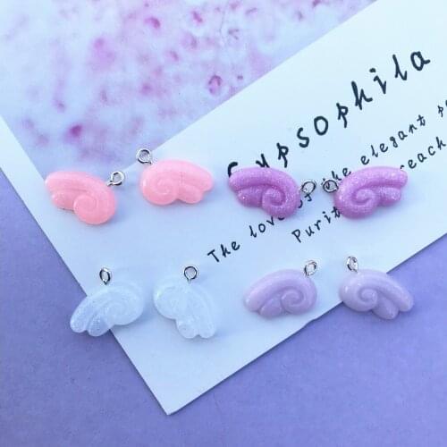 ZALEBABA 10pcs resin wings chcharms very cute keychain pendant necklace pendant for DIY earring decoration