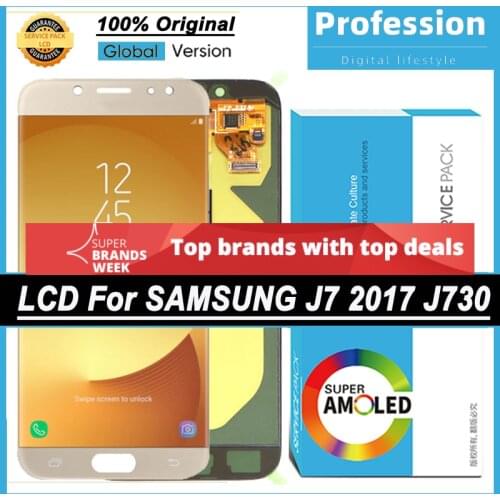 100% Original Real 5.5'' Super AMOLED Display for Samsung Galaxy J7 PRO 2017 J730 J730F Full LCD Touch Screen + Service Pack