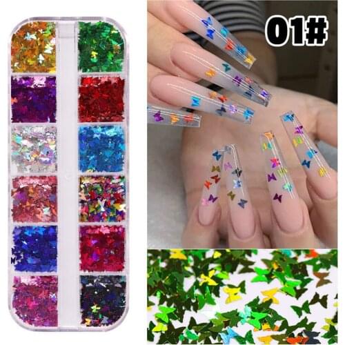 12 Colors Beautiful Butterflies Butterfly Nail Art Glitter Sequin Nail Art Decor 3d Nail Art Sequins Nail Decorations Stickers