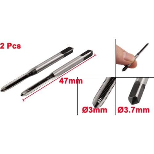 2Pcs HSS 3 Flute 3mm x 0.5mm Taper and Plug Metric Tap M3 x 0.5mm Pitch
