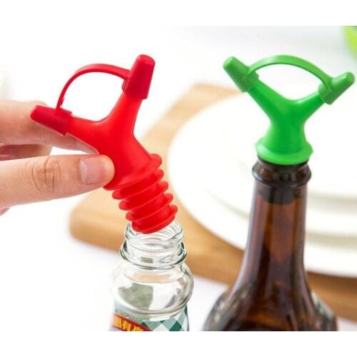 5pcs/lot Double Oil Bottle Mouth Stopper Sauce Bottles Nozzle Caps Wine Stopper Pour Liquid Guiding Device Kitchen Tools KX 011