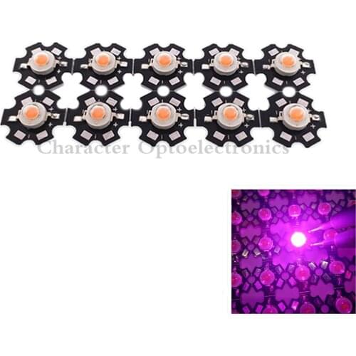 50pcs 1W 3W watt full spectrum 400nm~840nm led chip Bead for growth plant light chip no pcb/with 20mm PCB