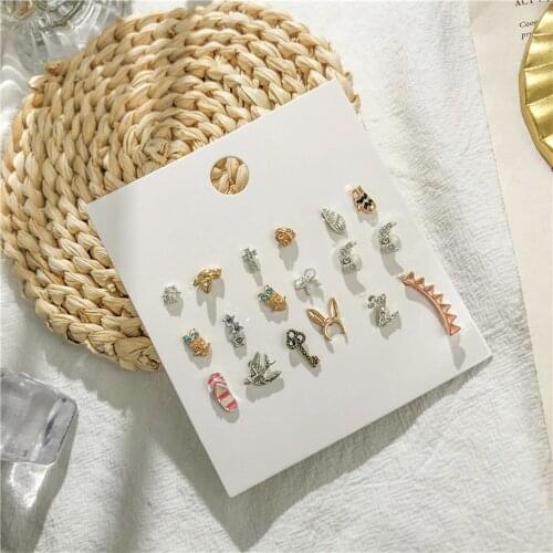 6-9 Pairs Assorted Fashion Female Small Ear Stud Earrings Jewelry Ear Studs