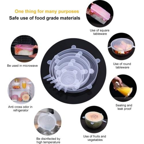 6-piece Fresh-keeping Cover Food Silicone Cover Is Universal Suitable for Cookware Bowl Environmental Protection Reusable