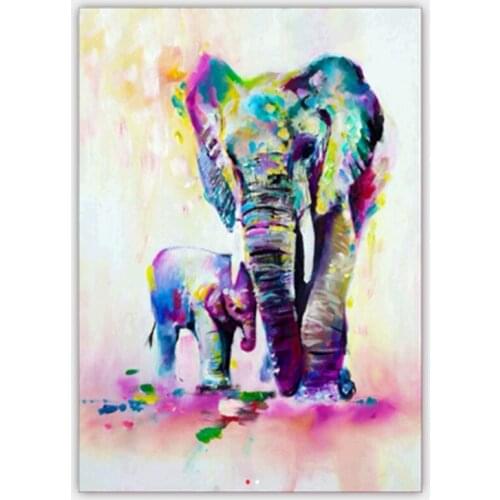 Drill painting, 5D DIY Diamond Painting Colorful elephant Mosaic Embroidery Animal ,3D Cross Stitch Needlework Crafts Decoration