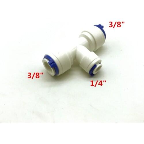 5x T Type Reverse Osmosis Aquarium Quick Fitting 1/4" 3/8" OD Hose Equal Connection Tee RO Water Plastic Pipe Coupling Connector