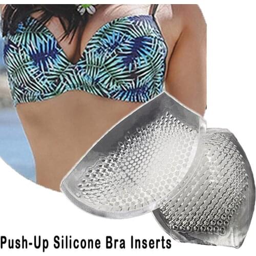 1Pair Soft Bikini Bra Silicone Round Pads Enhancer Breathable Insert Swimsuit Push-up Seamless Silicone Built-in Chest Pad