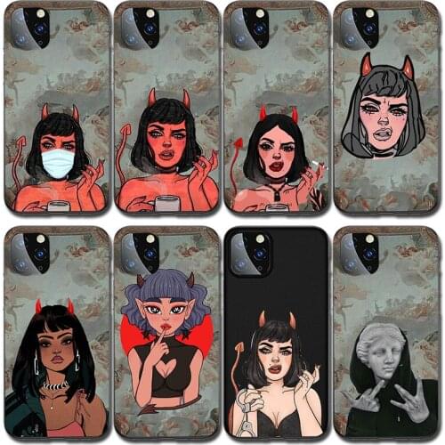 Funny Devil Art Phone Case for IPhone X XR XS 7 8 Plus 11 12 Pro MAX Iphone Se 2020 Demon Cool Girl Shockproof Shell