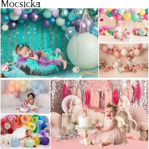 Sweet Children Portrait Backdrop Photo Studio Balloons Newborn Baby Birthday Cake Smash Background Photography Photo Shoot
