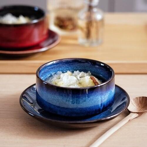 LUOKING Ceramic Bowl with Saucer Set Hotel Restaurant Dessert Soup Bowl New Color Special Dish Tableware Wholesale Customization