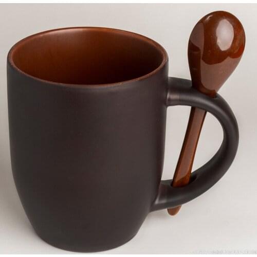 SPSCO 11oz Inside colored heat color changing coffee mug, Magic cup, Personalized photo mug, customized cup with spoon