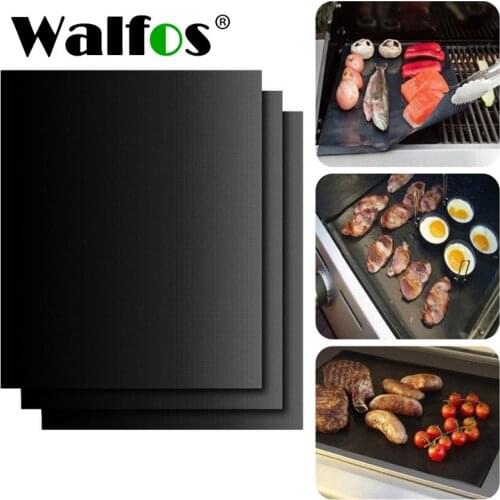 WALFOS 0.2mm Thick Ptfe Barbecue Grill Mat 33*40cm Non-stick Reusable Baking BBQ Grill Mats Sheet Grill Foil BBQ Liner