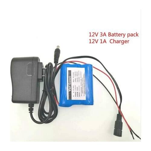 VariCore New 12V 3000mAh 18650 Lithium Ion Battery CCTV Camera Battery 12.6 V to 11.1V DC: 5.5 * 2.1mm+12.6V 1A Charger