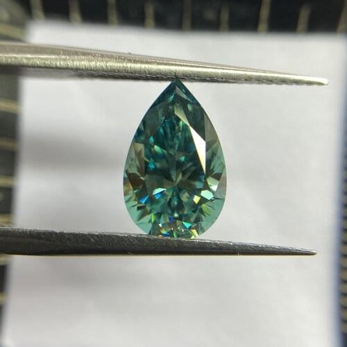 Meisidian 2021 New Products GRA Certificate Green Color Blue 10X7mm 2 Carat Water Drop Pear Shape Loose Moissanite Diamond Stone