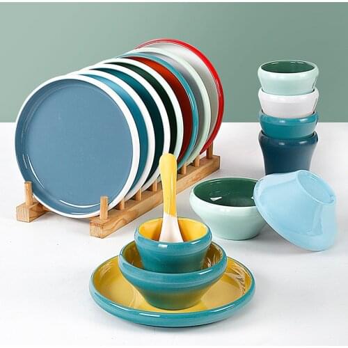 Melamine Plastic Tableware Set Nordic Multi-Type Round Dishes Dishes Spoons Tableware Household Kitchen Supplies