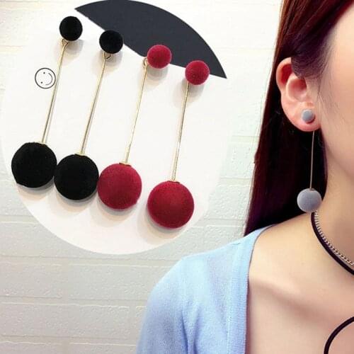 Fashion 1 Pair Women Ball Double-sided Earrings Long Dangle Jewelry Charm Hot Party Festival Engagement Gifts