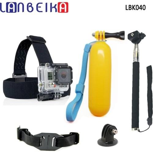 LANBEIKA Selfie Monopod Tripod Head Strap Floaty Bobber Vented Helmet Strap For Gopro Hero 9 8 7 SJCAM SJ4000 SJ5000 SJ6 YI DJI