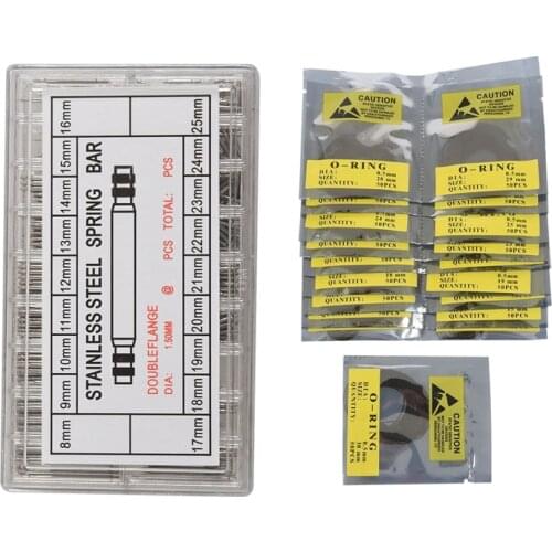 1310 Pcs Repair Tool Kit: 360 Pcs Watch Band Spring Bars Strap Link Pins 6-25Mm & 950 Pcs 0.5MM O-Ring Watch Back Gasket