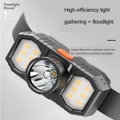 Mini Headlamp Rechargeable LED Headlight Small Portable Strong Light Head-mounted Super-bright Three-light Household Durable