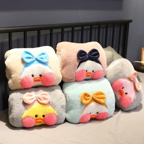 New Cartoon cute LALFANFAN duck 3 in 1 with blanket super soft warm plush toy soft stuffed pillow kawaii animal doll child gift